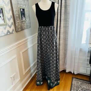 My Beloved Black and Patterned Tank Top Maxi Dress